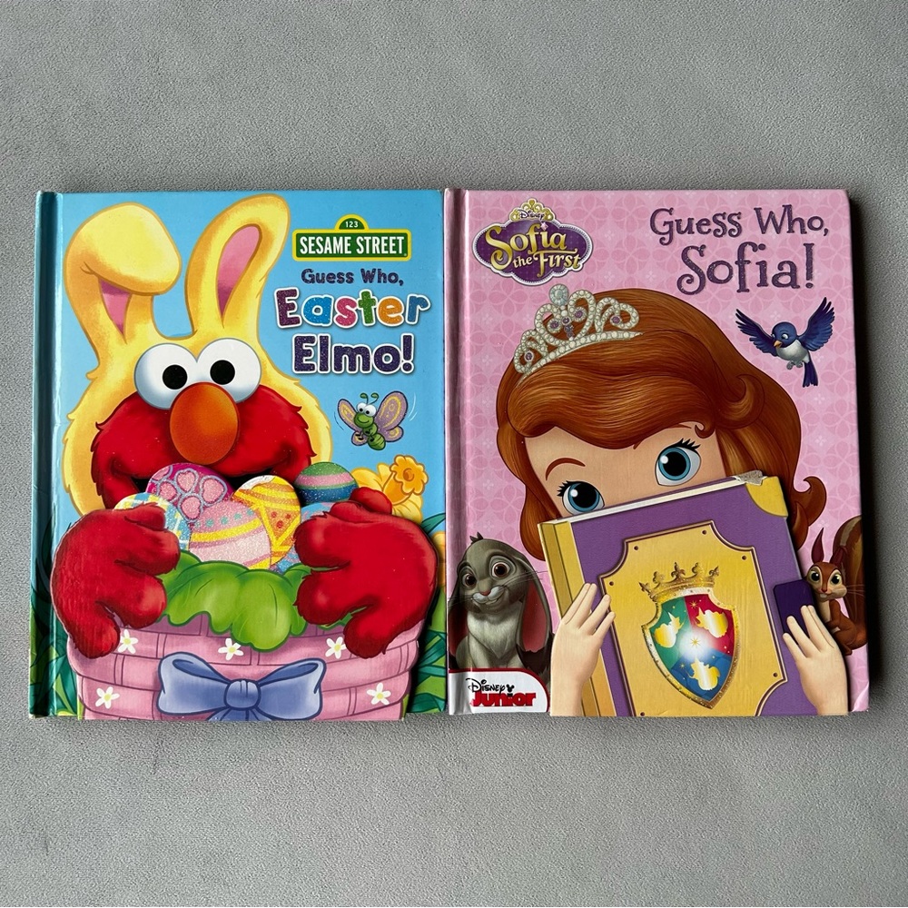 Set of 2 ~ Guess Who, Easter Elmo! & Guess Who, Sofia! ~ Hardcover